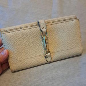 Gucci Jackie continental grained leather fold wallet white